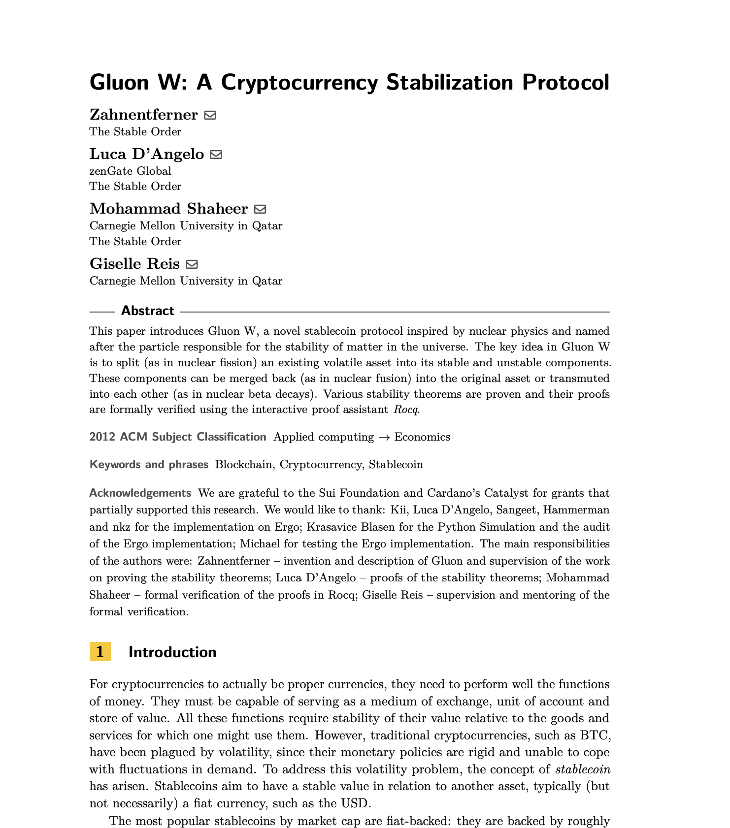 First page of the Gluon research note